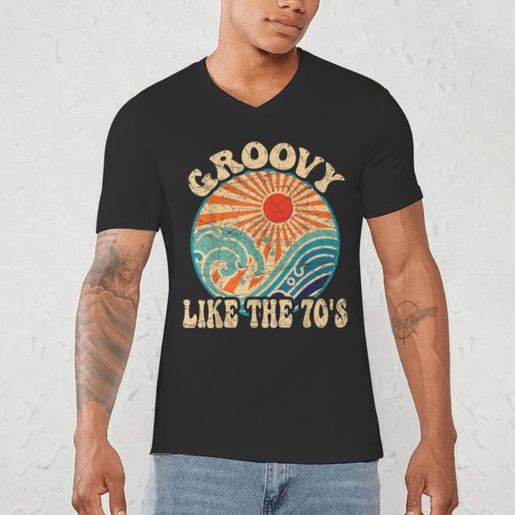 Groovy Like The 70s Aesthetic Nostalgia 1970's Retro Men's V-Neck T-Shirt