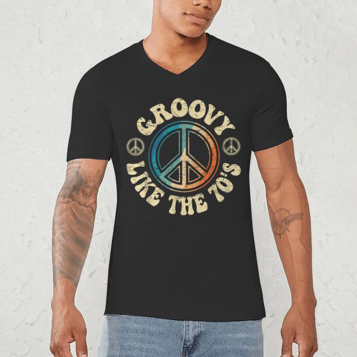 Groovy Like The 70s Peace Aesthetic Nostalgia 1970's Retro Men's V-Neck T-Shirt Groovy Like The 70s Peace Aesthetic Nostalgia 1970's Retro Men's V-Neck T-Shirt