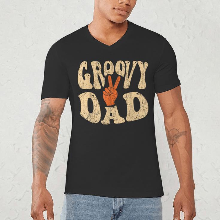 Groovy Dad 70s Aesthetic Nostalgia 1970's Retro Dad Men's V-Neck T-Shirt