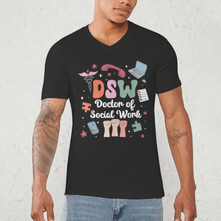 Groovy DSW Doctor Of Social Work Graduation DSW Graduate Men's V-Neck T-Shirt