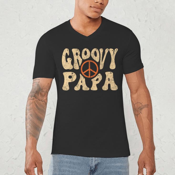 Groovy Papa 70s Aesthetic Nostalgia 1970's Retro Dad Men's V-Neck T-Shirt
