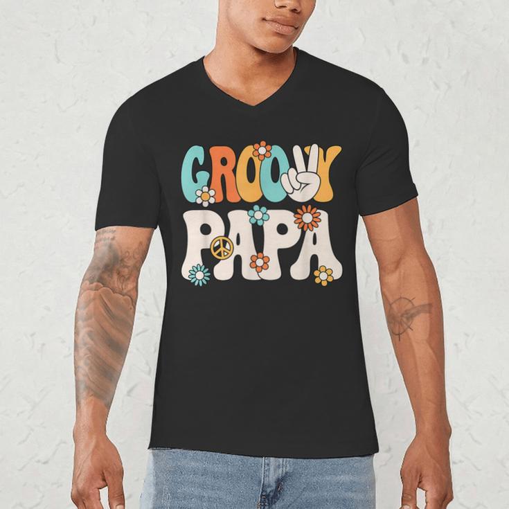Groovy Papa Dad Retro Hippie 60s 70s Party Outfit Men Men's V-Neck T-Shirt