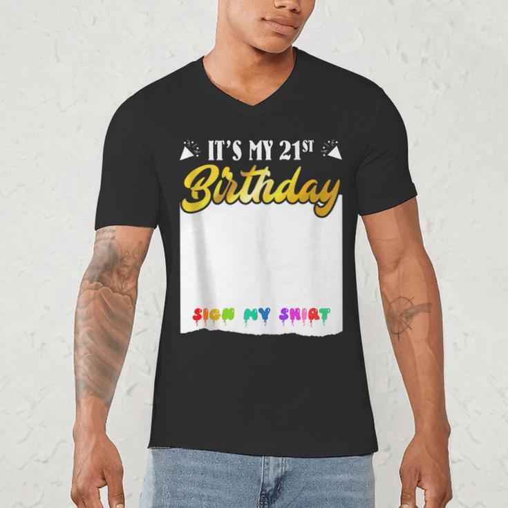 Guestbook My 21st Birthday Sign My Shirt Birthday Party Men's V-Neck T-Shirt Guestbook My 21st Birthday Sign My Shirt Birthday Party Men's V-Neck T-Shirt