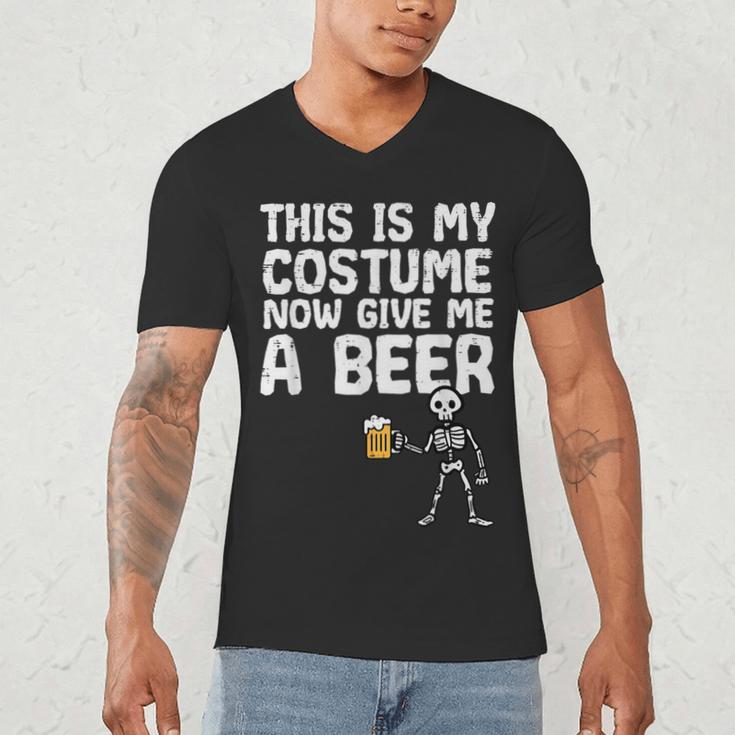 Halloween This Is My Costume Give Me Skeleton Dad Men Men's V-Neck T-Shirt