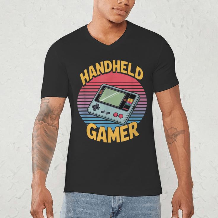 Handheld Gamer Retro Portable Console Nostalgia Men's V-Neck T-Shirt