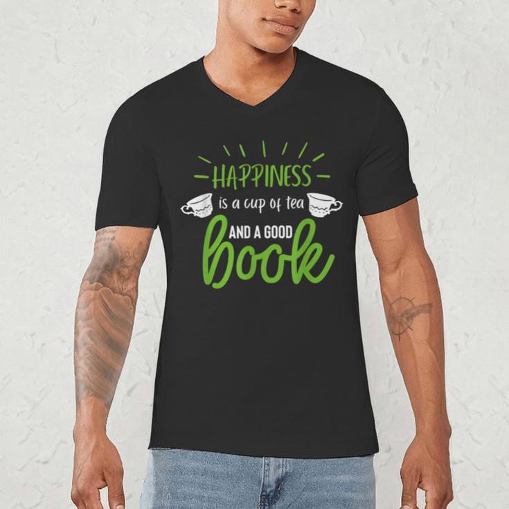 Happiness Is a Cup Of Tea And a Good Book Men's V-Neck T-Shirt Happiness Is a Cup Of Tea And a Good Book Men's V-Neck T-Shirt