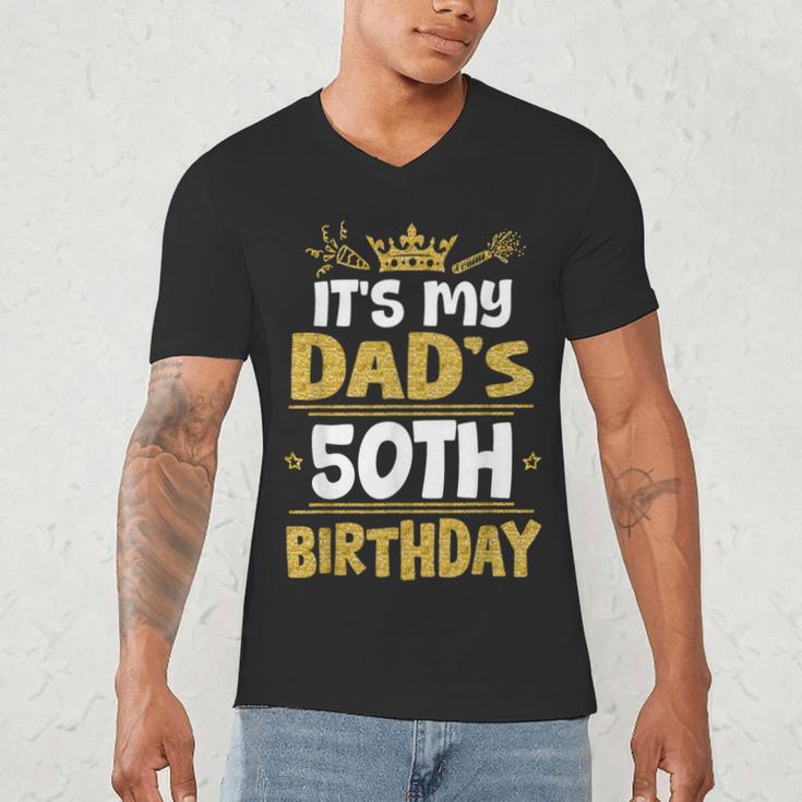 Happy It's My Dad's 50th Birthday 1975 50 Years Old Men's V-Neck T-Shirt