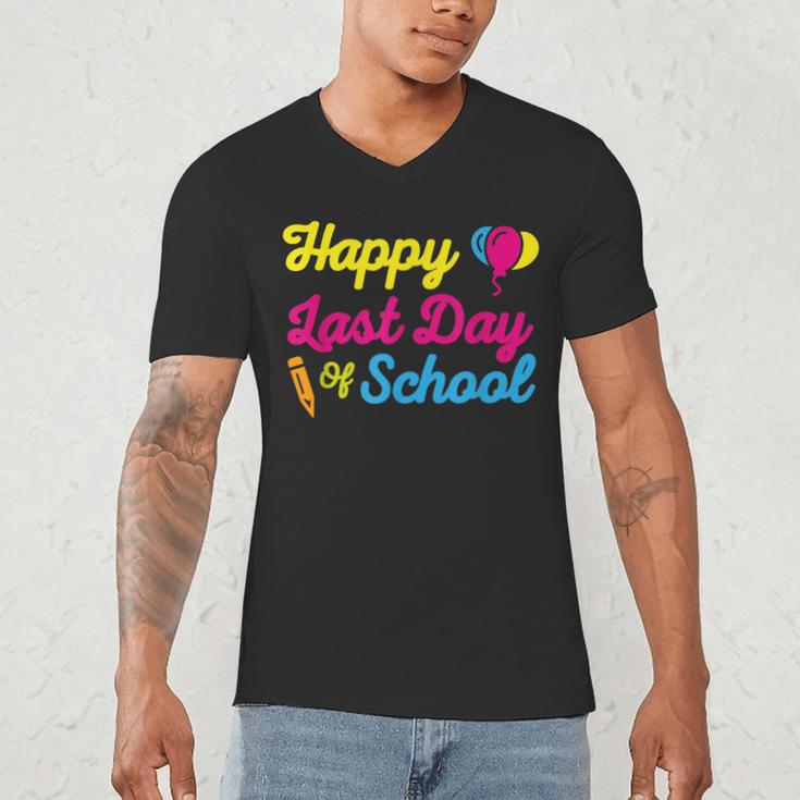 Happy Last Day Of School Graduation Teacher Students T-Shirt Men's V-Neck T-Shirt