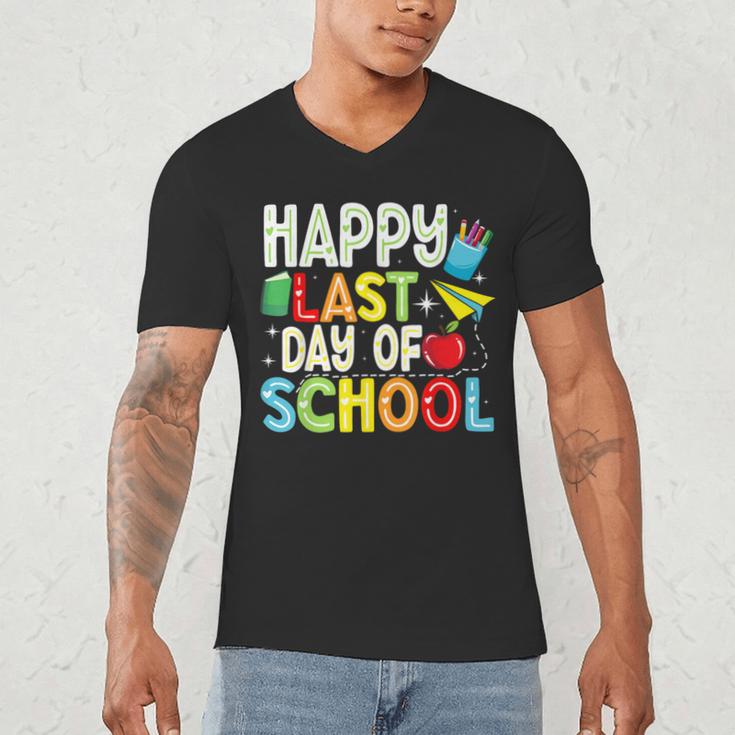 Happy Last Day Of School Teacher Kids Boys Girls Graduation Men's V-Neck T-Shirt