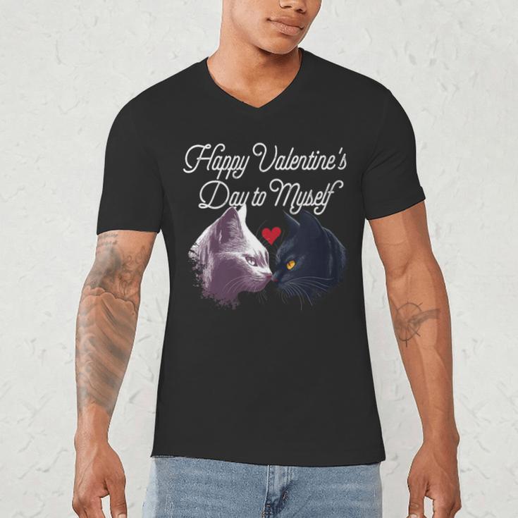 Happy Valentines Day Self Introvert Humor Antisocial Men's V-Neck T-Shirt Happy Valentines Day Self Introvert Humor Antisocial Men's V-Neck T-Shirt