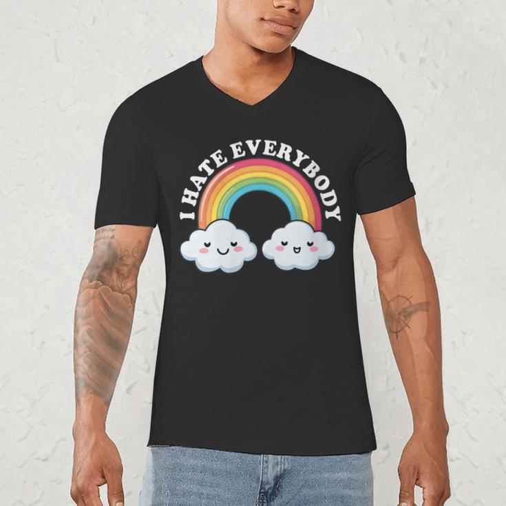 I Hate Everybody Rainbow Sarcastic Grumpy Introvert Men's V-Neck T-Shirt I Hate Everybody Rainbow Sarcastic Grumpy Introvert Men's V-Neck T-Shirt
