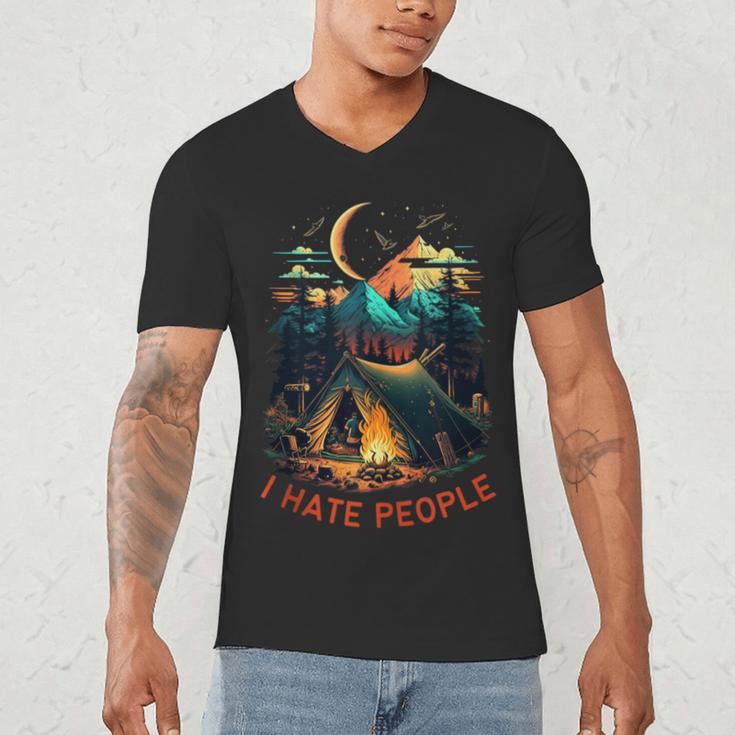 I Hate People Id Rather Be Camping Sarcastic Introvert Men's V-Neck T-Shirt I Hate People Id Rather Be Camping Sarcastic Introvert Men's V-Neck T-Shirt
