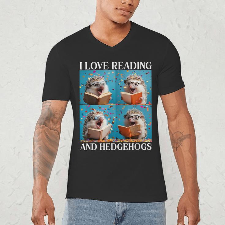 Hedgehog Love Reading And Hedgehogs Child Book Lover Men's V-Neck T-Shirt