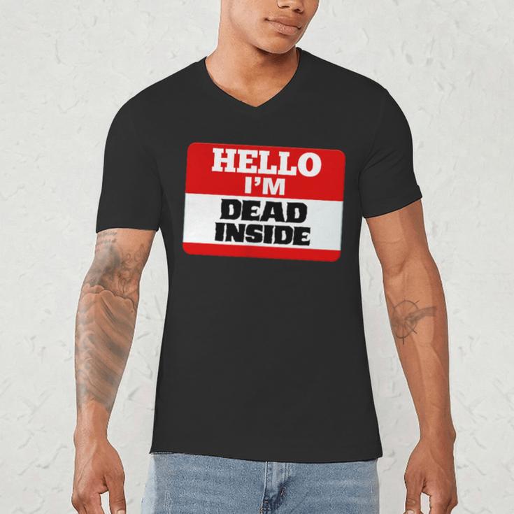 Hello I'm Dead Inside Name Tag Introvert Sarcastic Men's V-Neck T-Shirt
