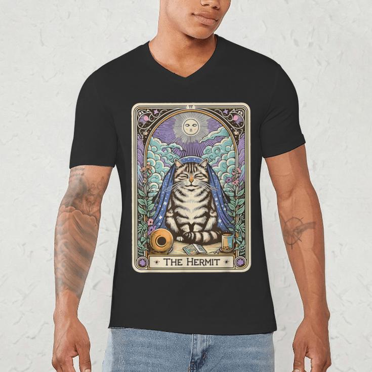 The Hermit Cat Tarot Card Introvert By Georgi Men's V-Neck T-Shirt