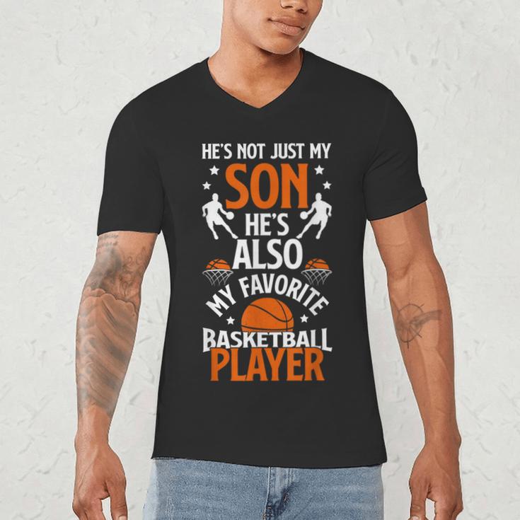 He's Also My Favorite Basketball Player Dad Basketball Dad Men's V-Neck T-Shirt