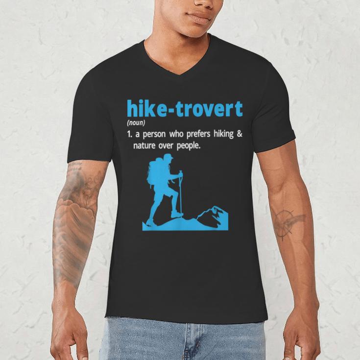 Hike-Trovert Hiking Humor Definition Introvert Men's V-Neck T-Shirt
