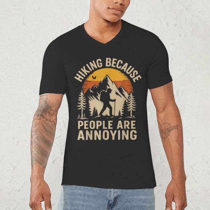 Hiking Because People Are Annoying Introvert Men's V-Neck T-Shirt