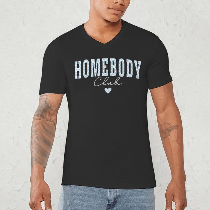 Homebody Club Checkerboard Introvert Self Growth Work Home Men's V-Neck T-Shirt