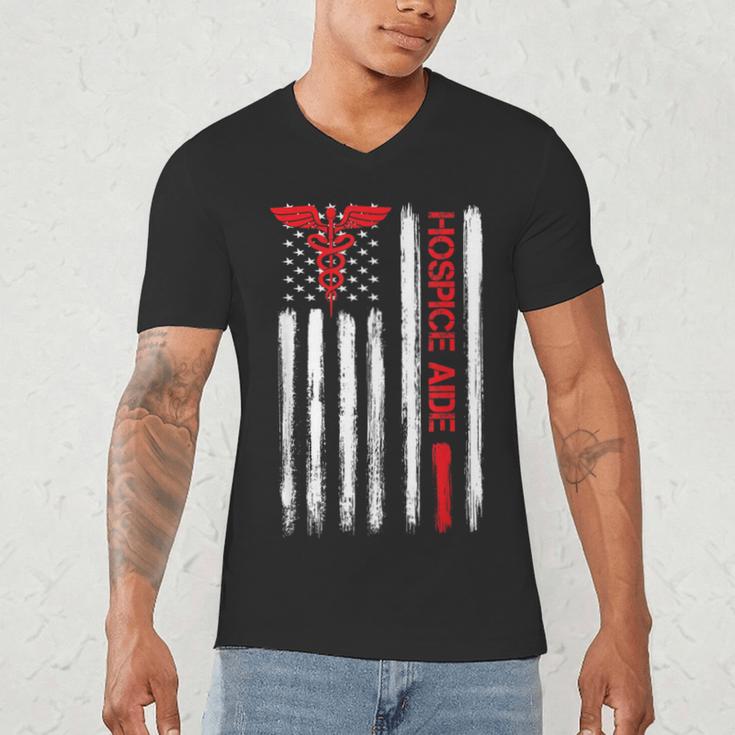 Hospice Aide American Flag Nurses Graduation Medical Men's V-Neck T-Shirt