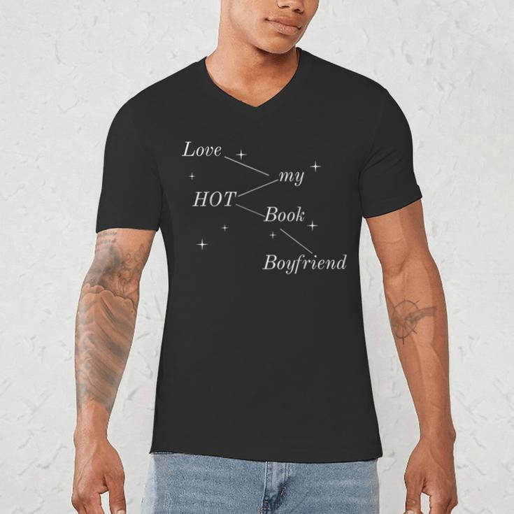Hot Book Boyfriend Booklover Reader Fan Girl Men's V-Neck T-Shirt Hot Book Boyfriend Booklover Reader Fan Girl Men's V-Neck T-Shirt