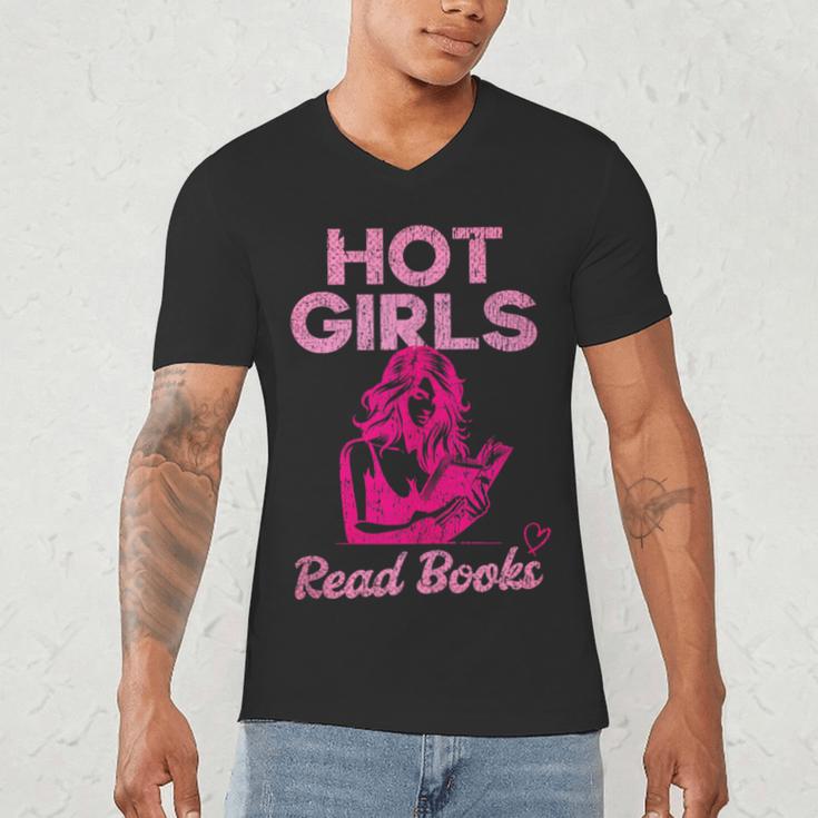 Hot Girls Read Books Cute Book Reader Women Men's V-Neck T-Shirt