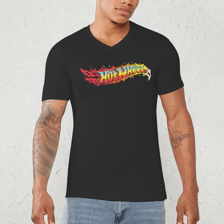 Hot Wheels Comic Book Fire Logo Men's V-Neck T-Shirt Hot Wheels Comic Book Fire Logo Men's V-Neck T-Shirt