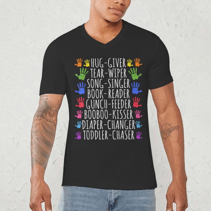 Hug Giver Book Reader Diaper Changer Daycare Teacher Men's V-Neck T-Shirt