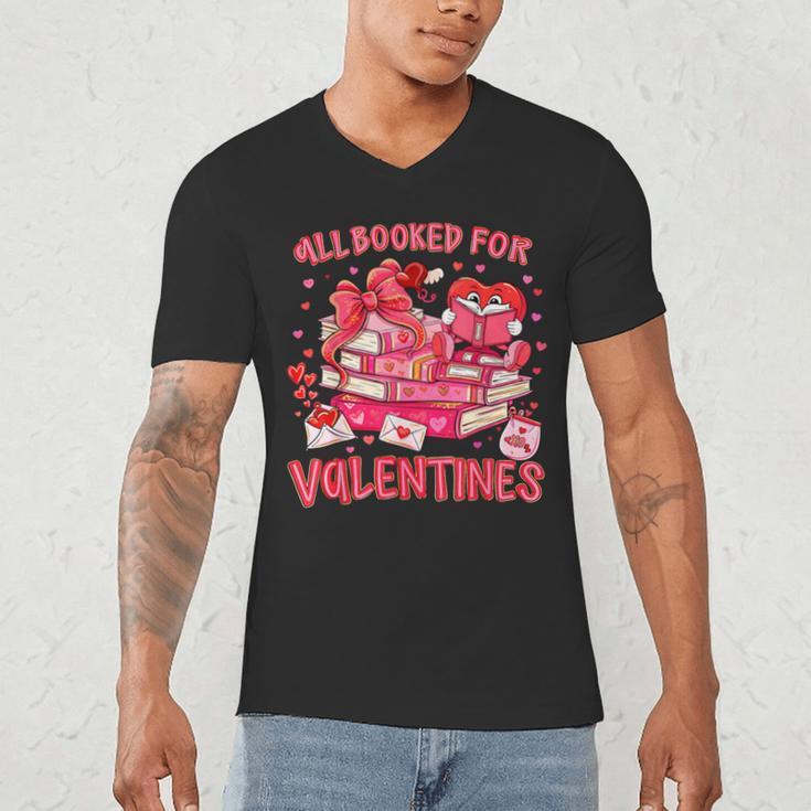 HUGvyn All Booked For Valentines Teacher Book Reading Heart Men's V-Neck T-Shirt