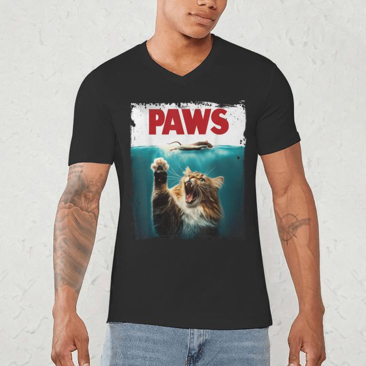 Humorous Paws Parody Cat Mouse For Cat Lover Cat Mom Cat Dad Men's V-Neck T-Shirt