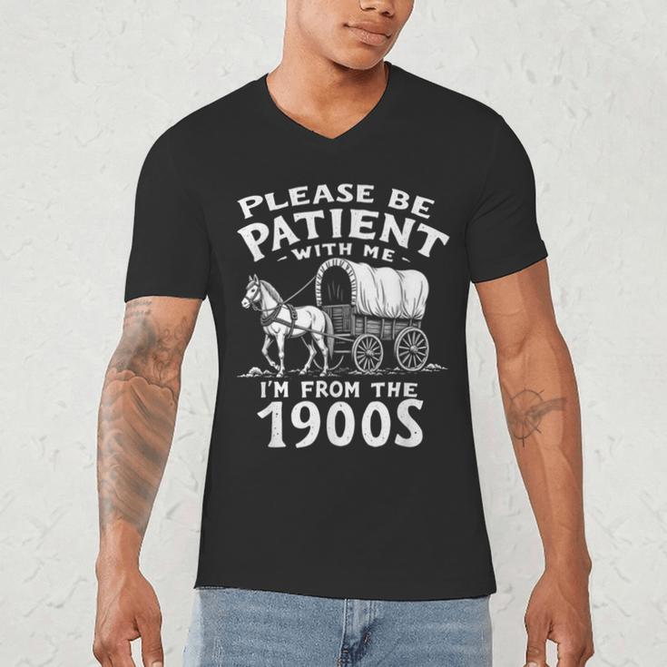 Humorous Wagon Plea Please Be Patient I'm From The 1900s Men's V-Neck T-Shirt