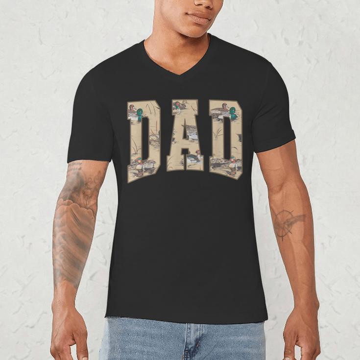 Hunting Dad Duck Camouflage Camo Waterfowl Duck Camo Men Men's V-Neck T-Shirt