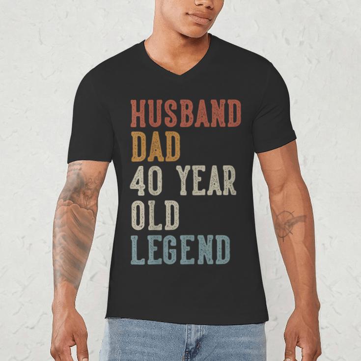 Husband Dad 40 Year Old Legend 40th Birthday Men's V-Neck T-Shirt Husband Dad 40 Year Old Legend 40th Birthday Men's V-Neck T-Shirt