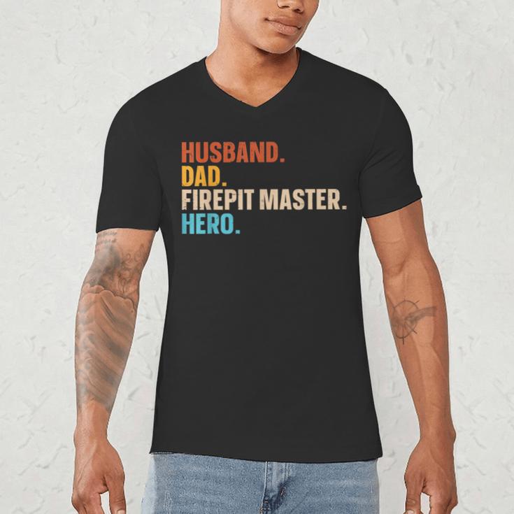 Husband Dad Firepit Master Hero Men's V-Neck T-Shirt Husband Dad Firepit Master Hero Men's V-Neck T-Shirt