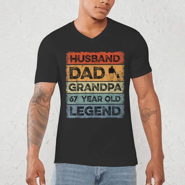Husband Dad Grandpa 67 Year Old Legend 67th Birthday Vintage Men's V-Neck T-Shirt Husband Dad Grandpa 67 Year Old Legend 67th Birthday Vintage Men's V-Neck T-Shirt