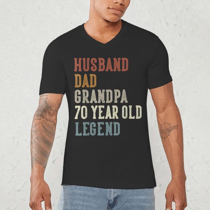 Husband Dad Grandpa 70 Year Old Legend 70th Birthday Men's V-Neck T-Shirt