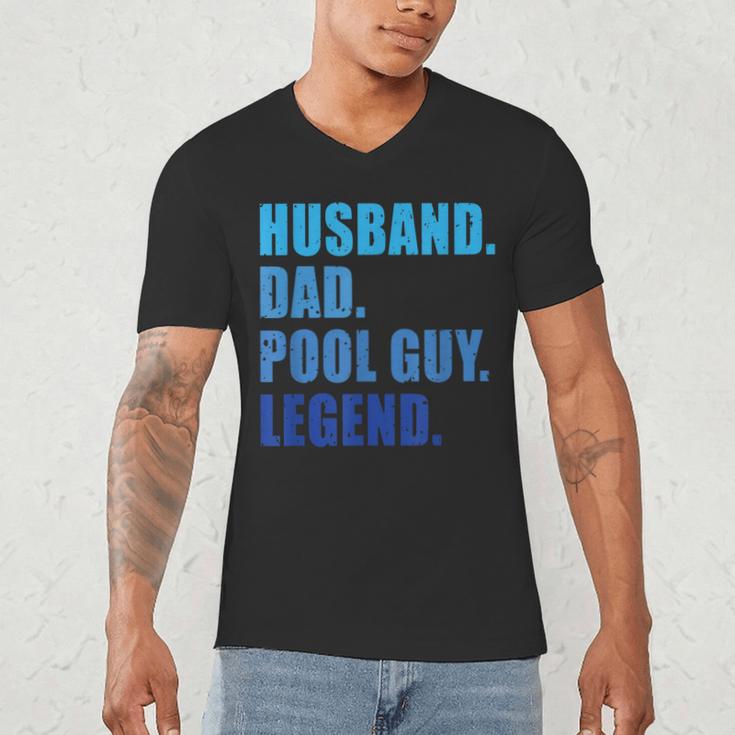 Husband Dad Pool Guy Legend Men Men's V-Neck T-Shirt Husband Dad Pool Guy Legend Men Men's V-Neck T-Shirt