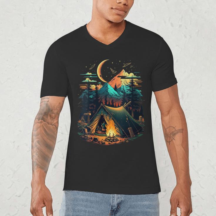 Id Rather Be Camping Great Outdoors Love Glamping Introvert Men's V-Neck T-Shirt Id Rather Be Camping Great Outdoors Love Glamping Introvert Men's V-Neck T-Shirt