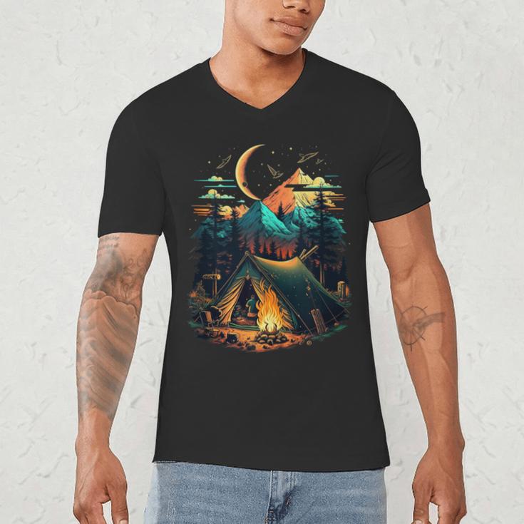 Id Rather Be Camping Great Outdoors Love Glamping Introvert Men's V-Neck T-Shirt Id Rather Be Camping Great Outdoors Love Glamping Introvert Men's V-Neck T-Shirt