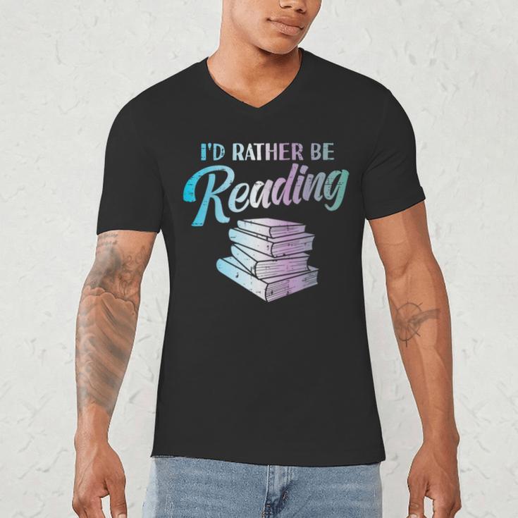 Id Rather Be Reading Book Librarian Men Women Kids Men's V-Neck T-Shirt