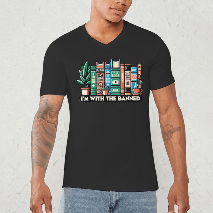 I'm With The Banned Books I Read Banned Books Lovers Men's V-Neck T-Shirt