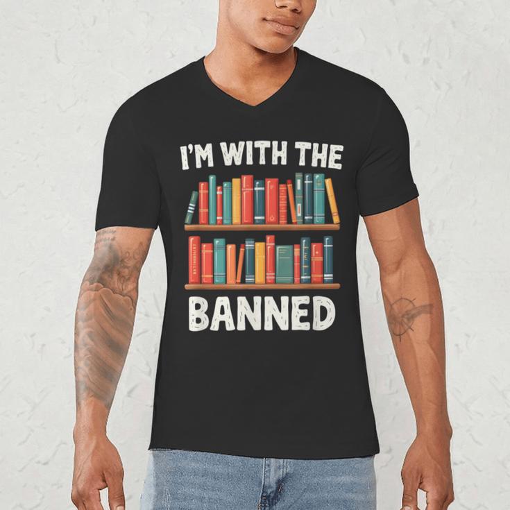 I'm With The Banned Librarian Banned Book Lover Reader Men's V-Neck T-Shirt