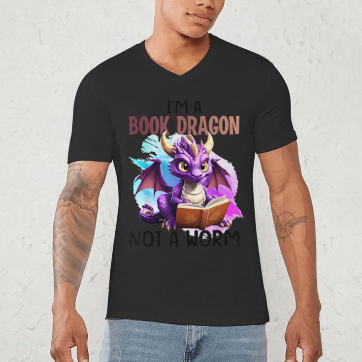 I'm A Book Dragon Not A Worm Men's V-Neck T-Shirt