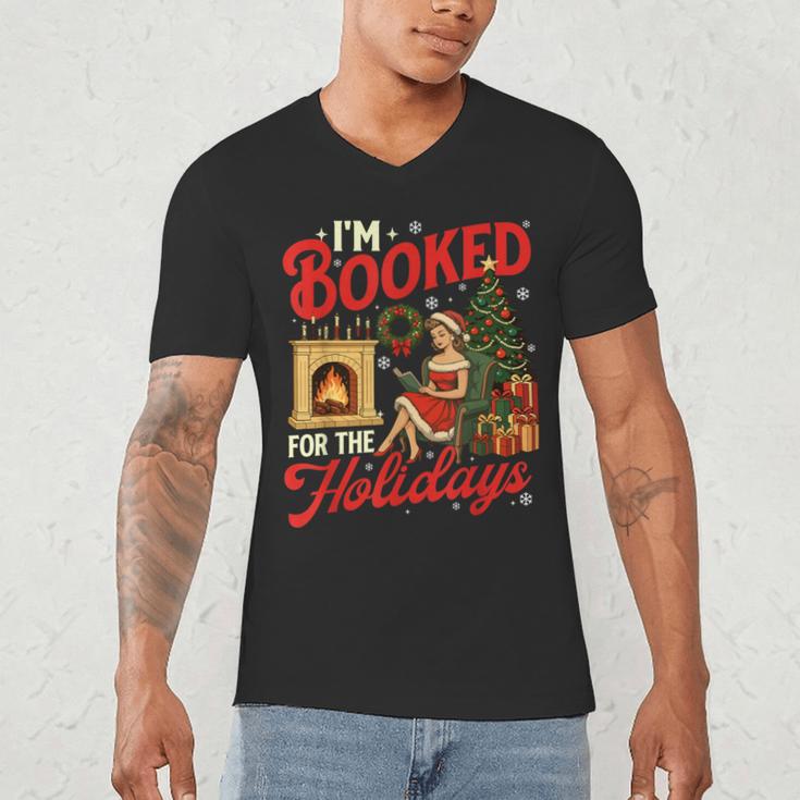 I'm Booked For The Holidays Christmas Reading Bookworm Xmas Men's V-Neck T-Shirt