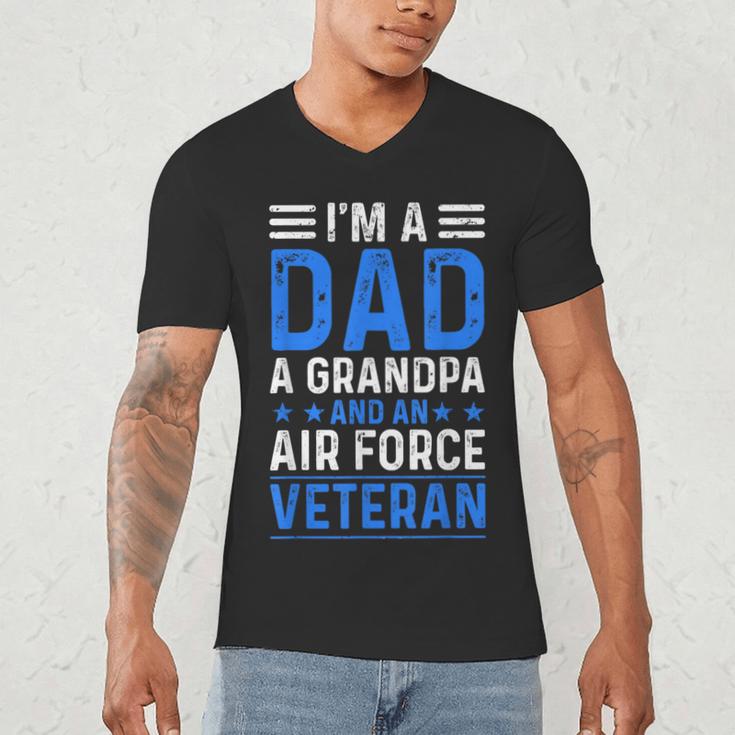 I’m A Dad Grandpa Air Force Veteran Distressed Men's V-Neck T-Shirt