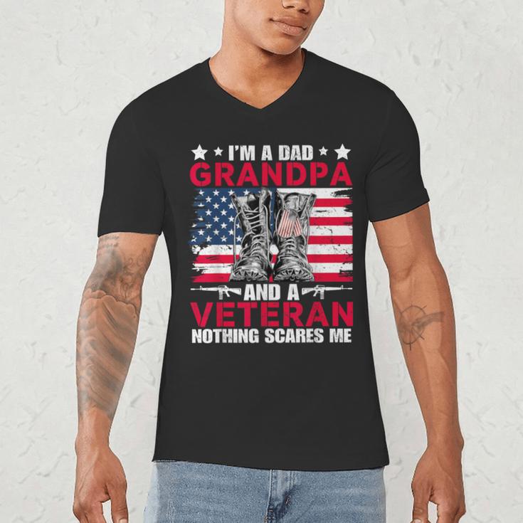 I'm A Dad Grandpa And Veteran Papa Grandpa Fathers Day Men Men's V-Neck T-Shirt