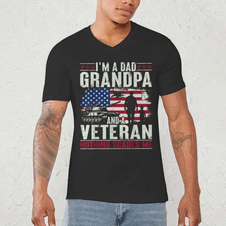 I'm A Dad Grandpa And Veteran Retro Papa Grandpa Men's V-Neck T-Shirt