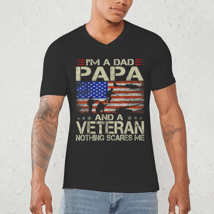 I'm A Dad Papa And Veteran Retro Dad Papa Grandpa Men's V-Neck T-Shirt
