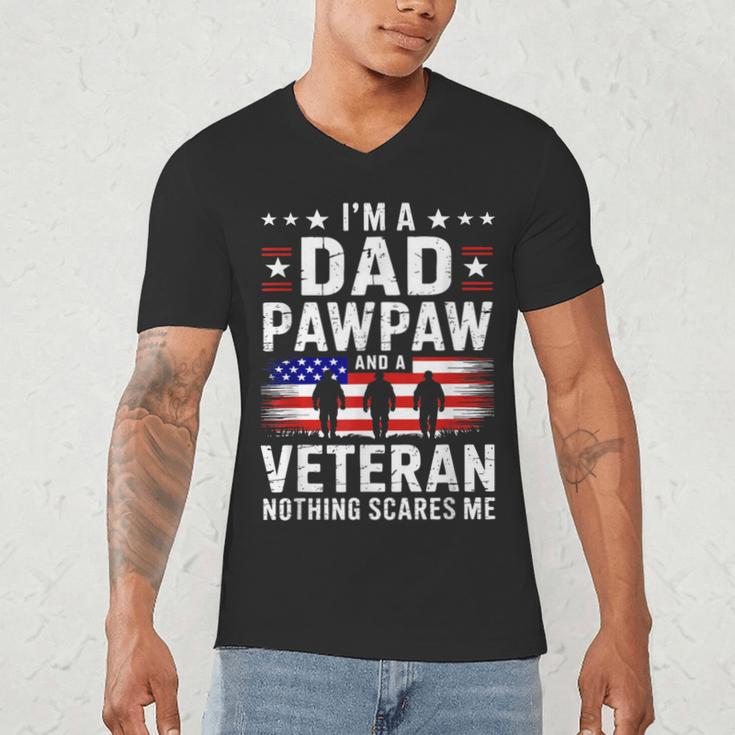 I'm A Dad Pawpaw And A Veteran Shirt Men Grandpa Fathers Day Men's V-Neck T-Shirt