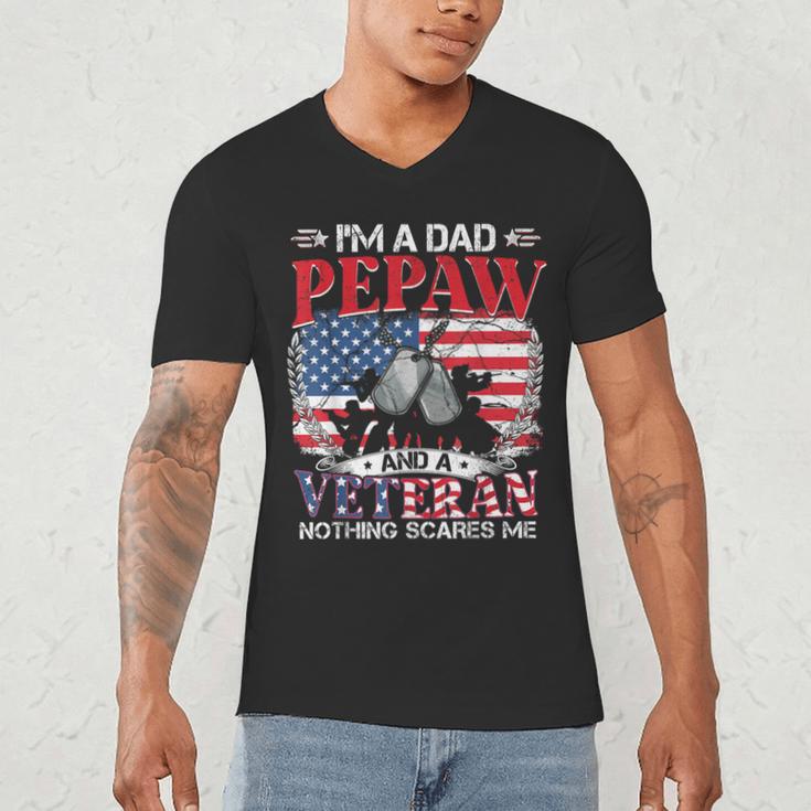 I'm Dad Pepaw Veteran Nothing Scares Me Father's Day Men's V-Neck T-Shirt